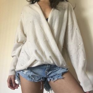 100% Cashmere Pearl-Embellished Backless Sweater